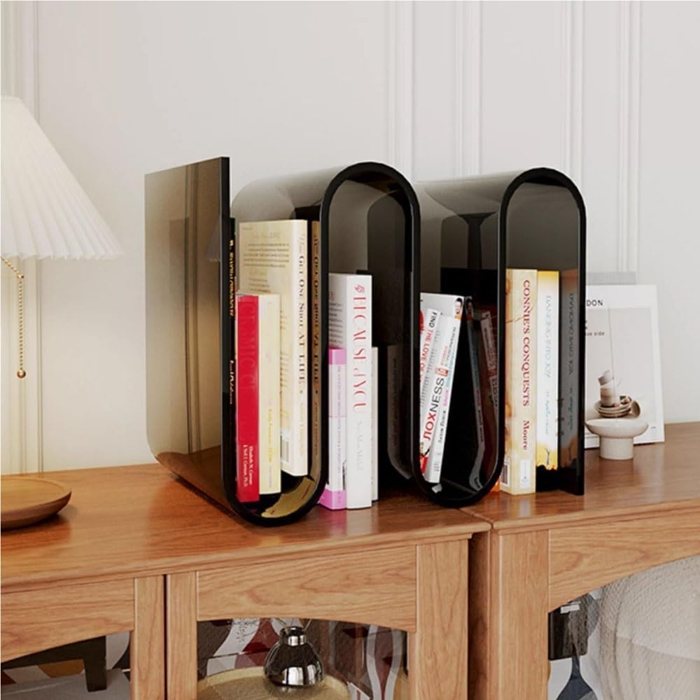 S Shaped Acrylic Side Table, Sleek Nightstand, Acrylic Coffee Table, Clear Be...