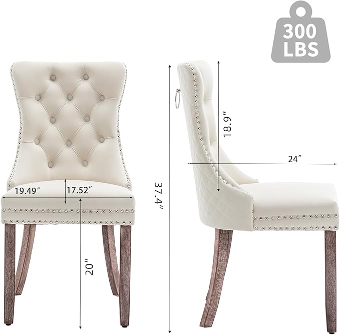 Velvet Dining Chairs Set of 2, Upholstered Dining Room Chairs with Nailhead T...