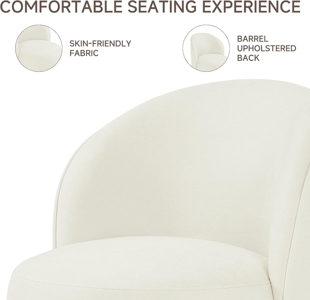 360° Swivel Dining Chair, Fabric Barrel Accent Chair, Beige | Modern Upholste...