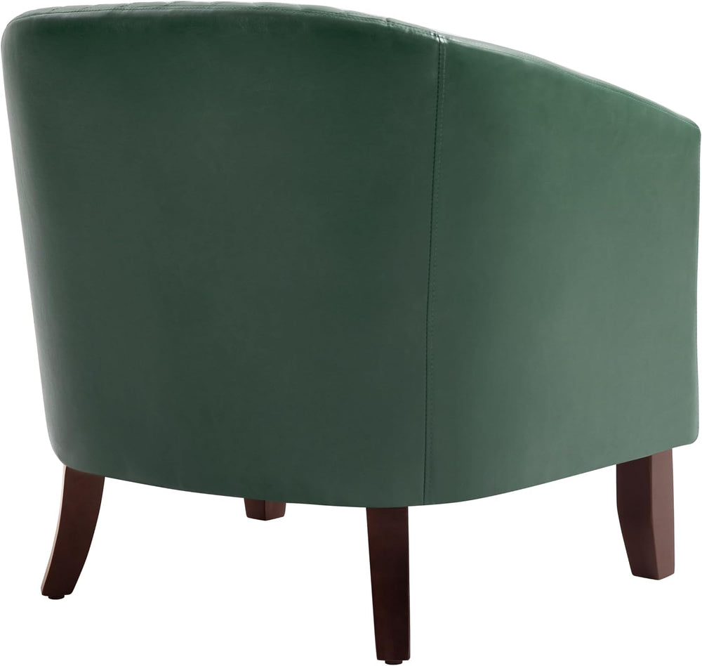 PU Leather Barrel Accent Chairs Set of 2, Upholstered Armchair, Green