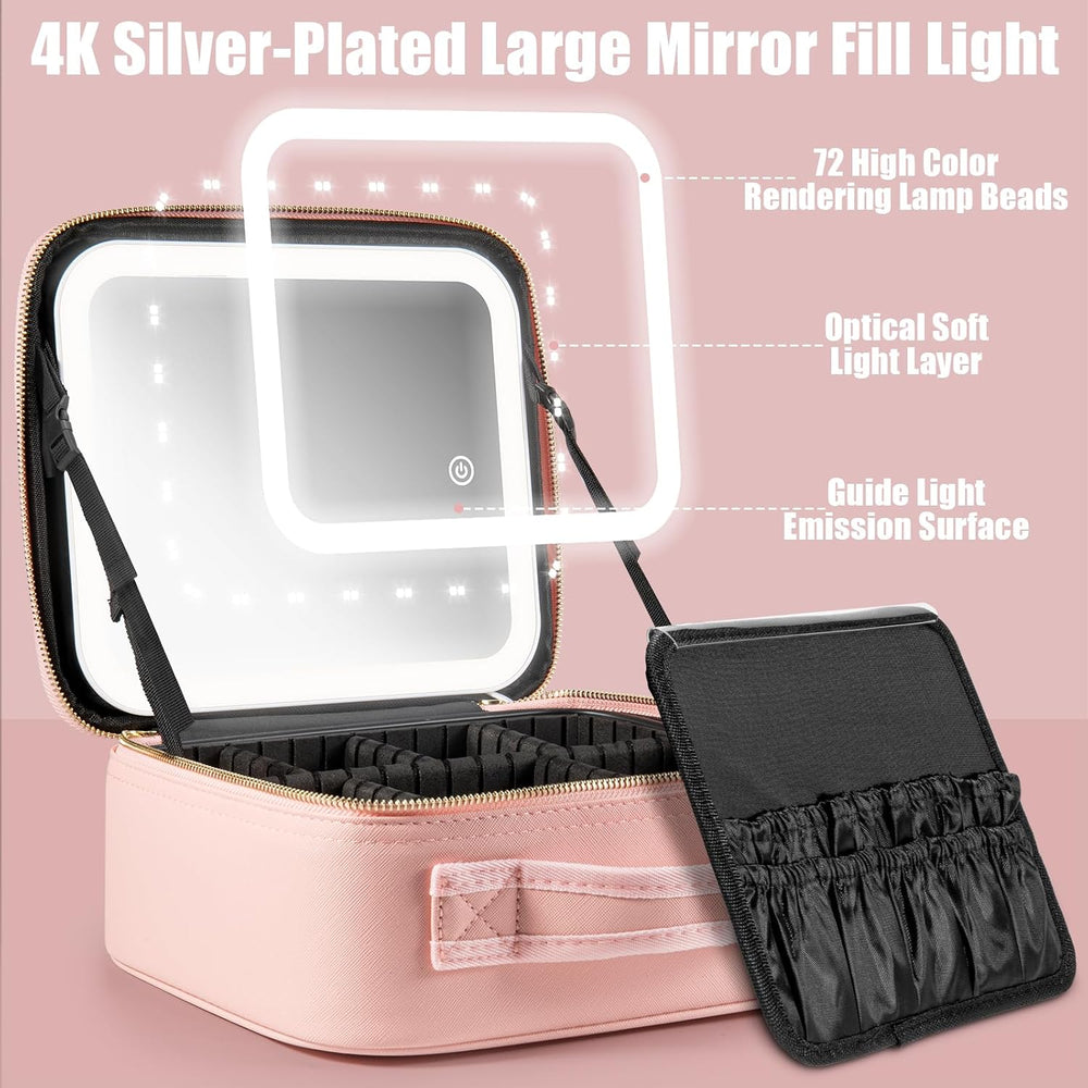 Extrei Gent Makeup Travel Train Case with Mirror LED Light 3 Adjustable Brigh...