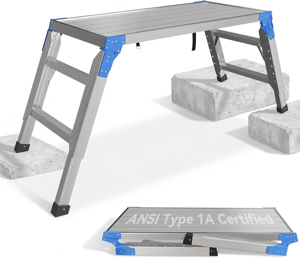 Aparecium Work Platform Height Adjustable, Portable Step Stool Ladder, Foldin...