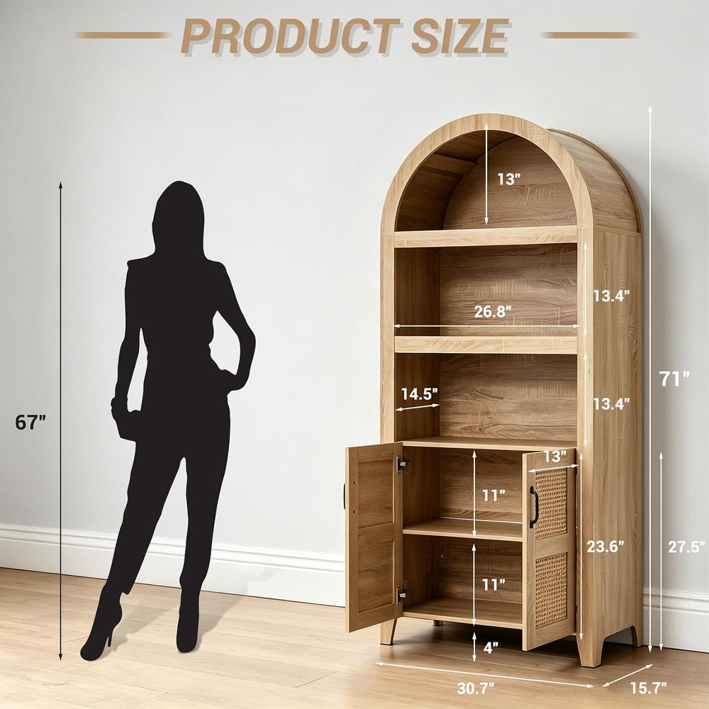 Arched Pantry Cabinet, 71" Kitchen Pantry Cabinet with Adjustable Shelf,...