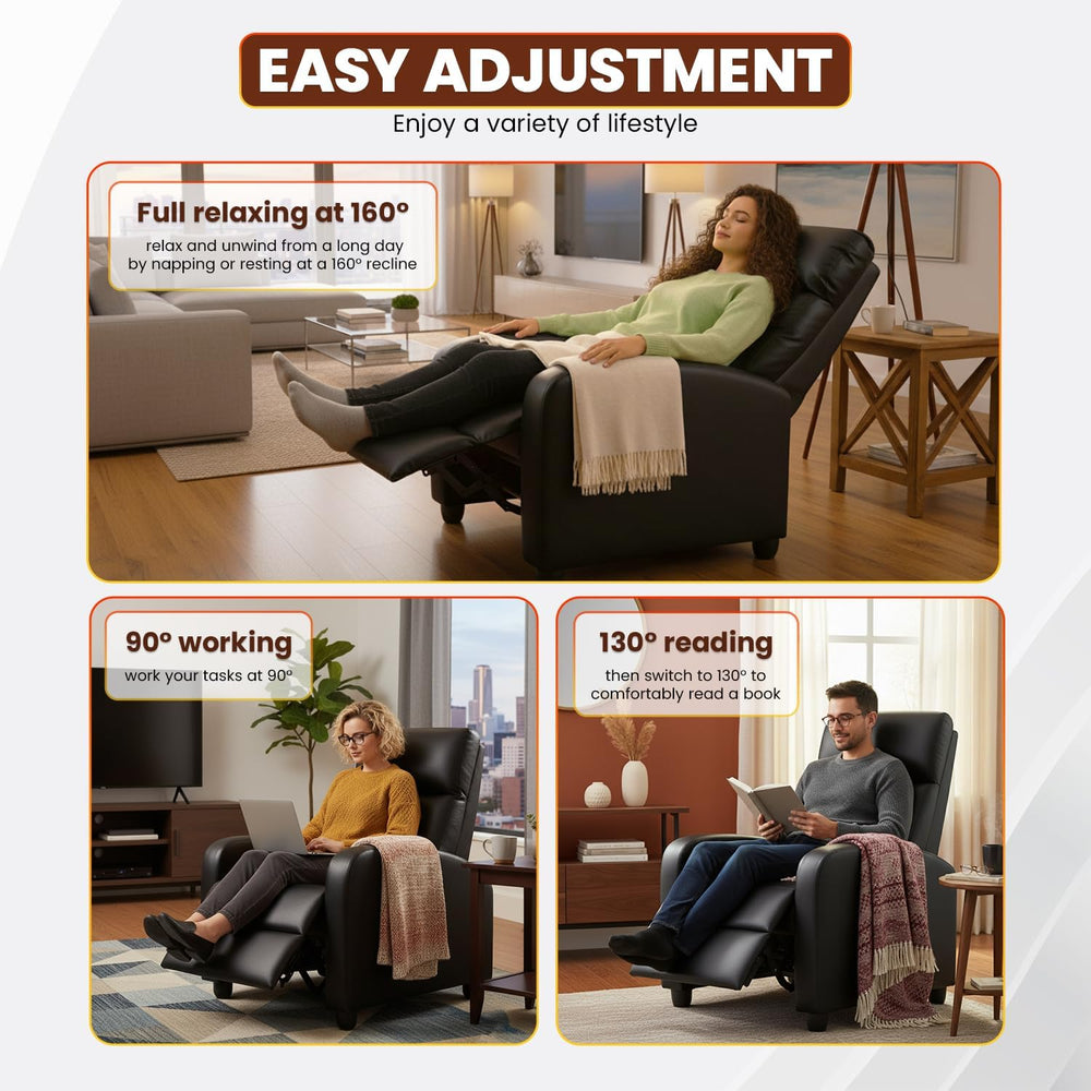 FDW | Recliner Chair | Without Massage Function | Black, PU Leather
