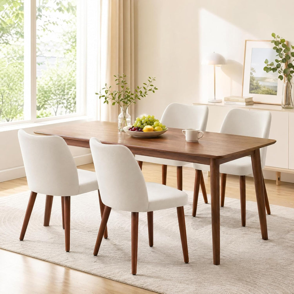 Wooden Dining Chairs Set of 4,Farmhouse Kitchen Chairs with Curved Back,Moder...