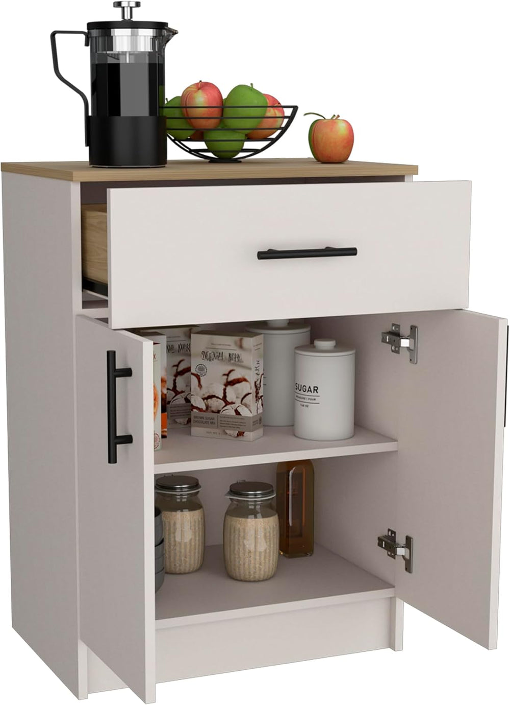 Multistorage Pantry Cabinet, One Drawer, Two Interior Shelves Ivory - Natural...