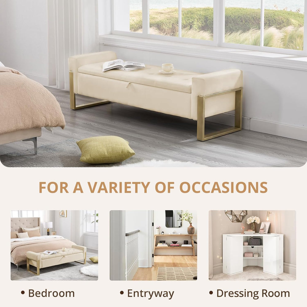 End of Bed Storage Bench, 67'' Bench for Bedroom Foot of Bed King Siz...