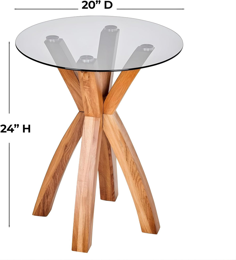 Round Glass End Table, Small Sofa Side Table for Living Room, Bedroom. Stylis...