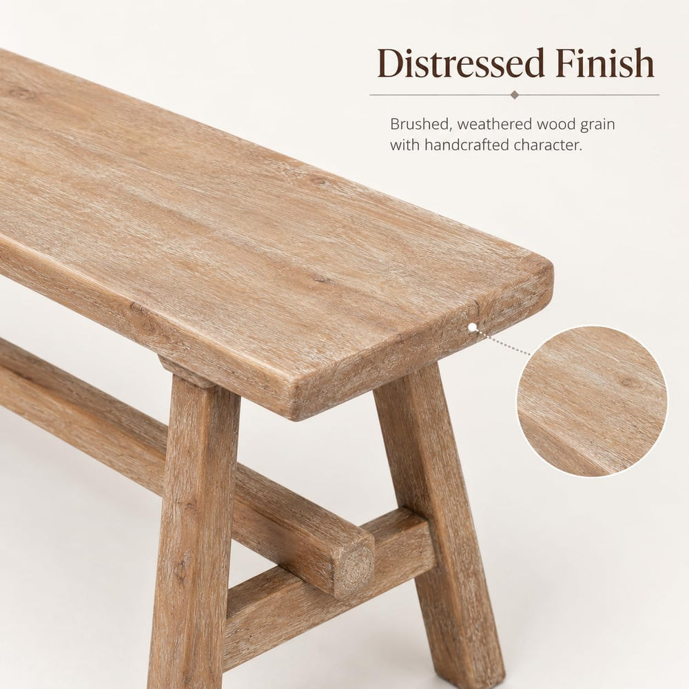 Solid Wood Bench, 39.4" Entryway Bench, Rustic Farmhouse Wooden Bench In...