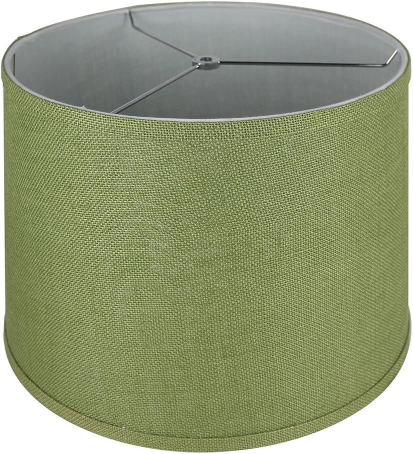 Urbanest French Drum Burlap Lampshade, 14-inch by 16-inch by 11-inch, Khaki G...