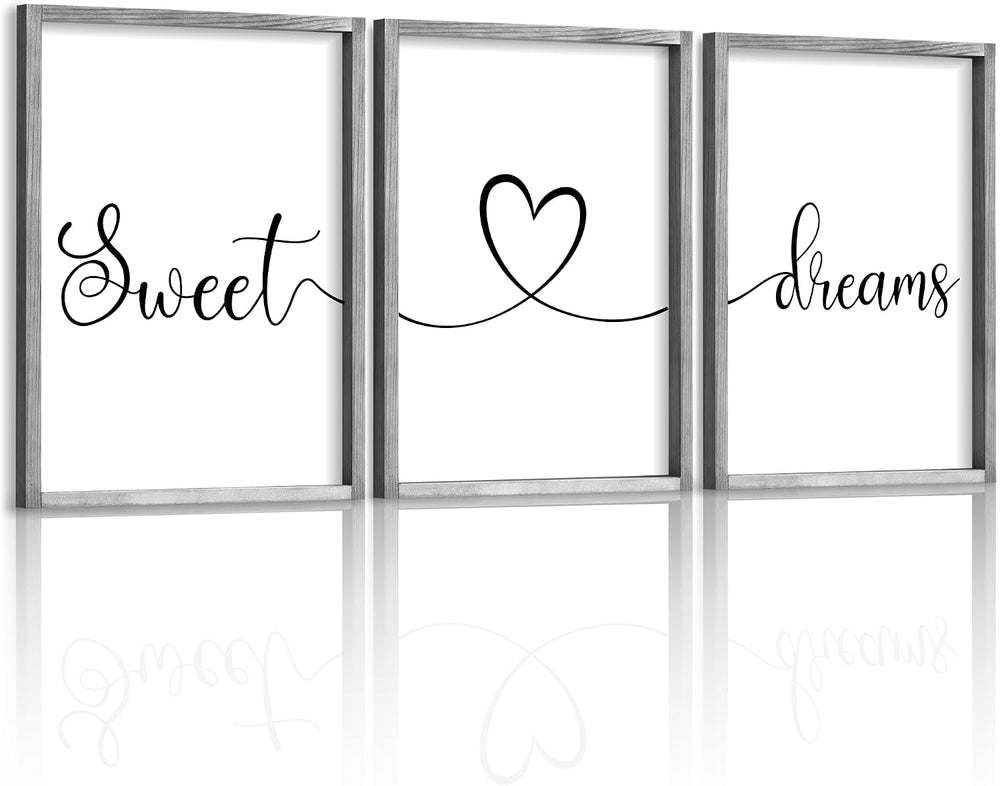 Ronasip Sweet Dreams Wall Decor for Bedroom Set of 3 Framed Wall Art for Farm...