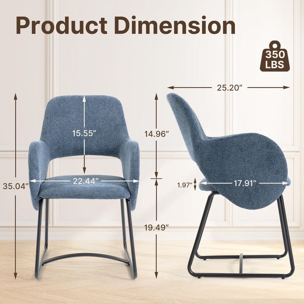 Mid-Century Modern Dining Chair, Upholstered Single Chair with Armrests, 350 ...