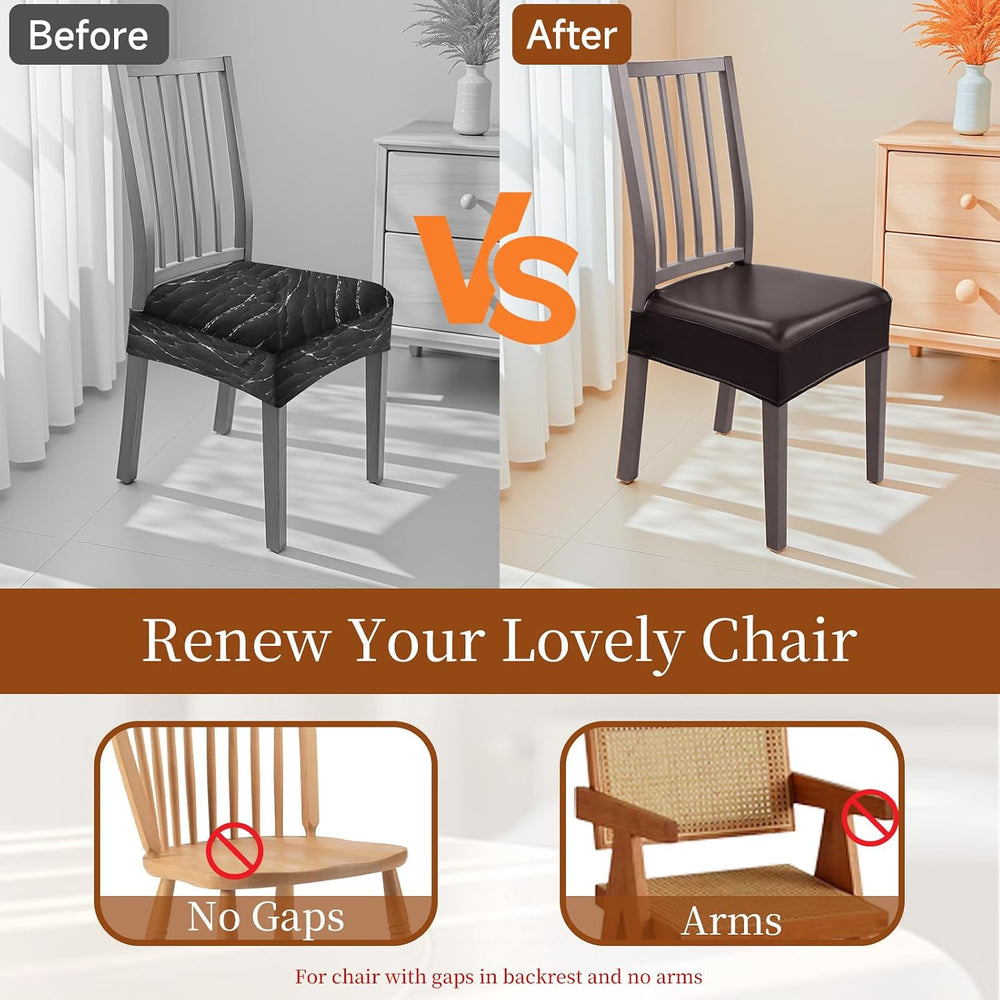 Waterproof Dining Chair Seat Covers Leather Kitchen Seat Covers, Stain Resist...
