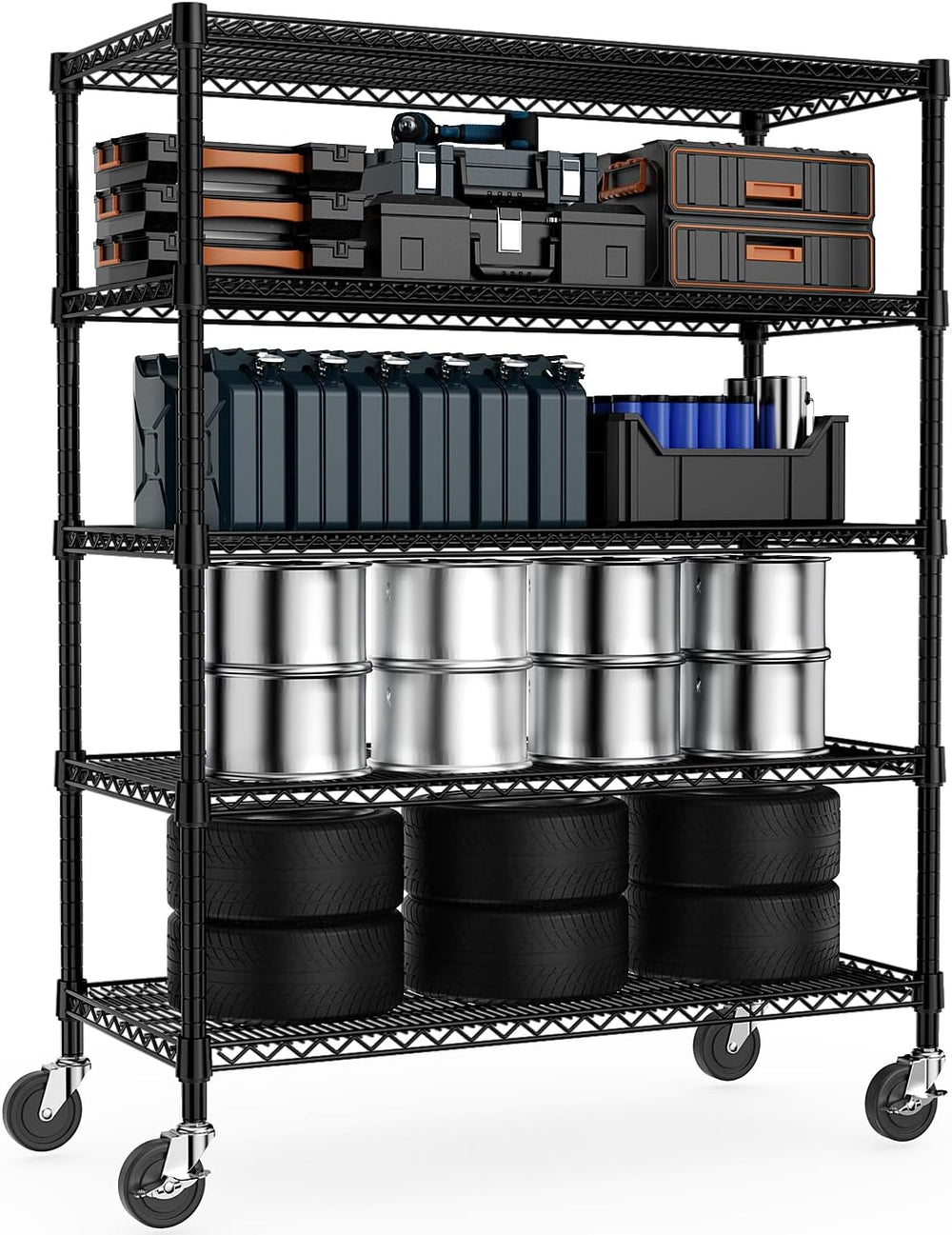 M MZG 53" W Garage Shelving 5 Tier Industrial 2200LBS Metal Shelving Uni...