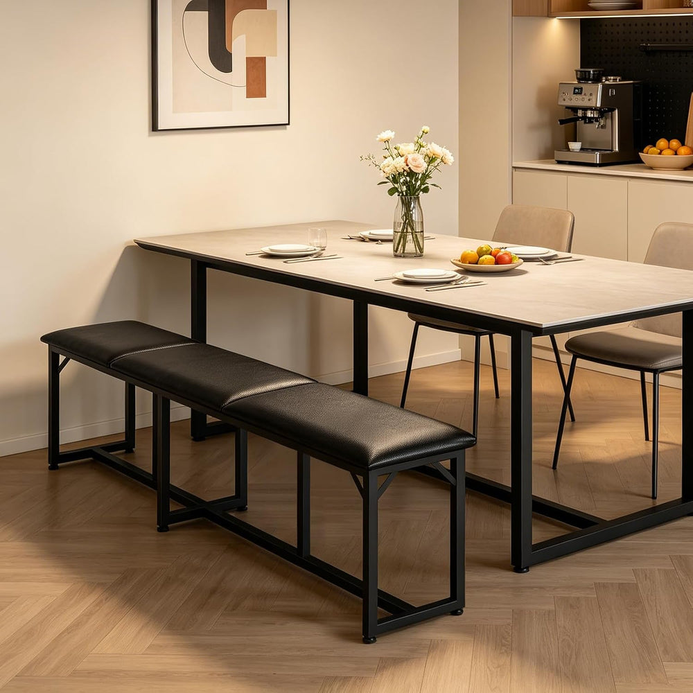 MAHANCRIS Dining Bench, 47.2 Inch Dining Room Bench | Entryway Bench with Met...