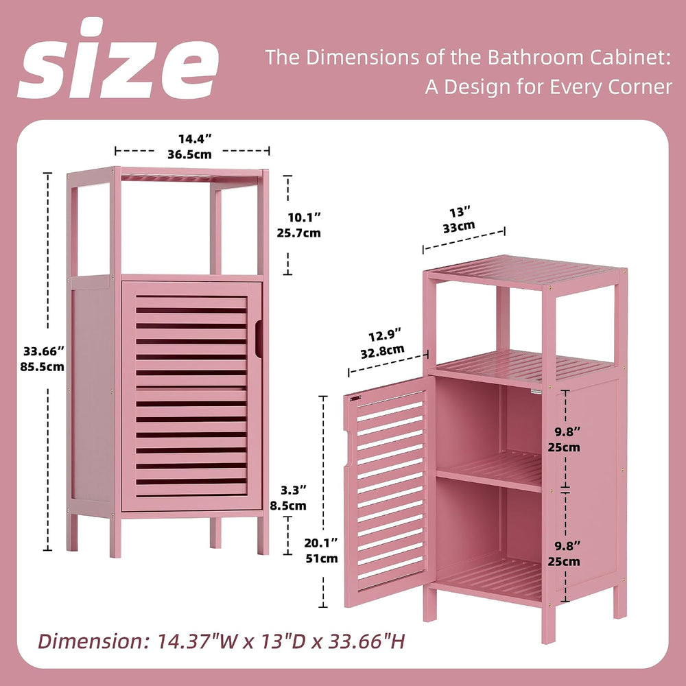 HITNET Small Bathroom Storage Cabinet, Bamboo Floor Cabinet Single Door, Free...