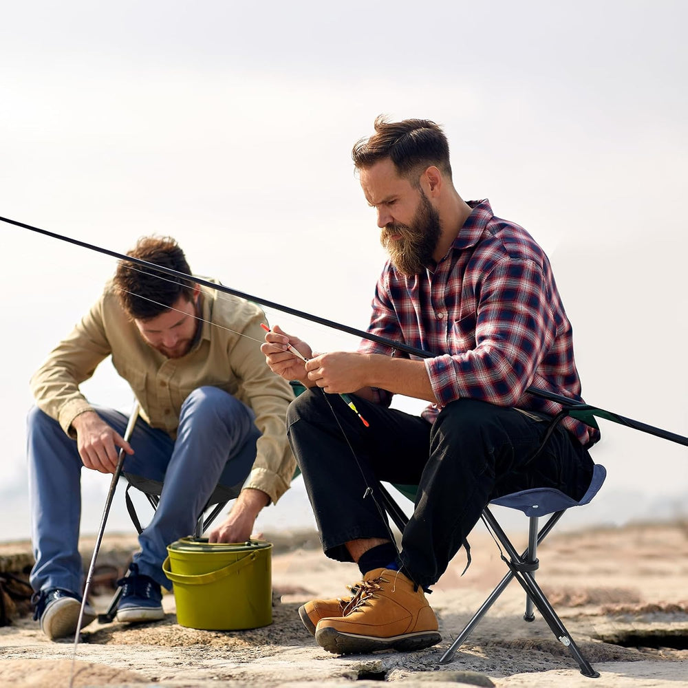 18" Folding Tripod Stool, 3 Legs Portable Tall Camping Stool, Blue
