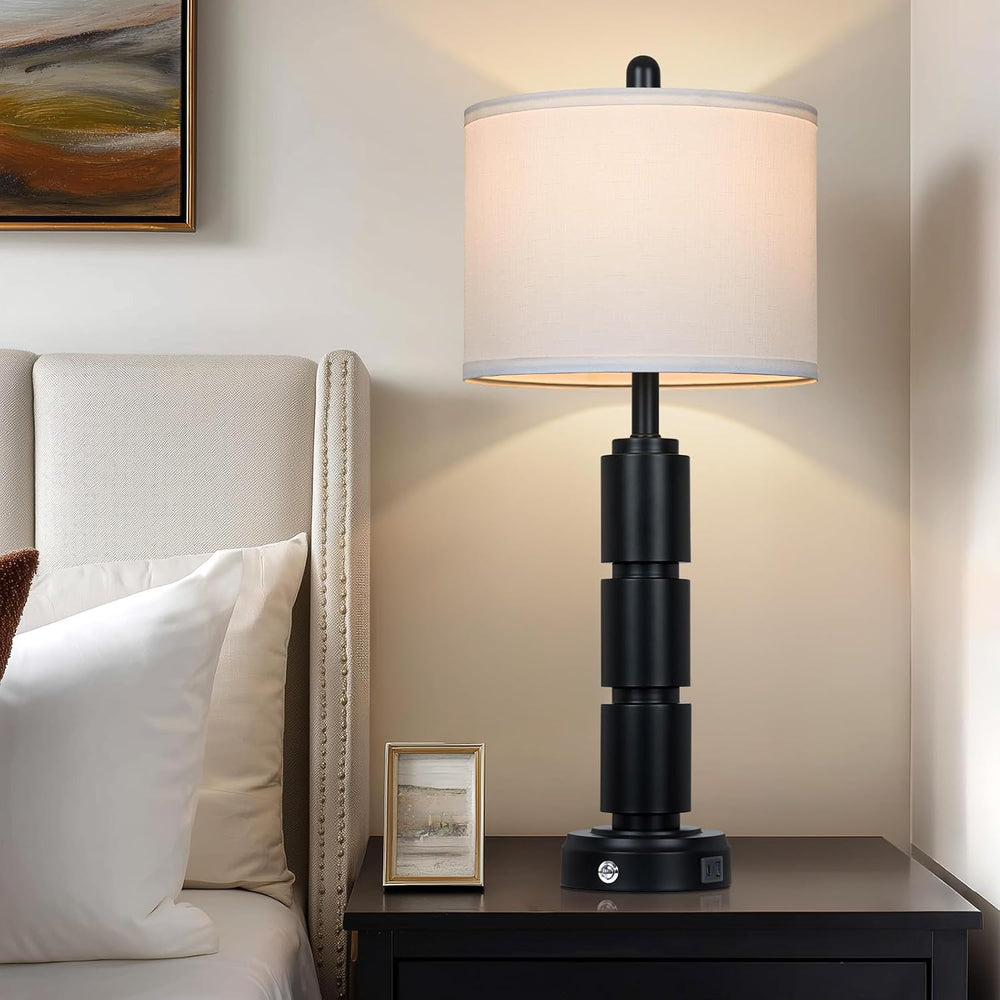 Set of 2 Modern Table Lamps for Living Room Bedroom,29" Tall Bedside Lam...