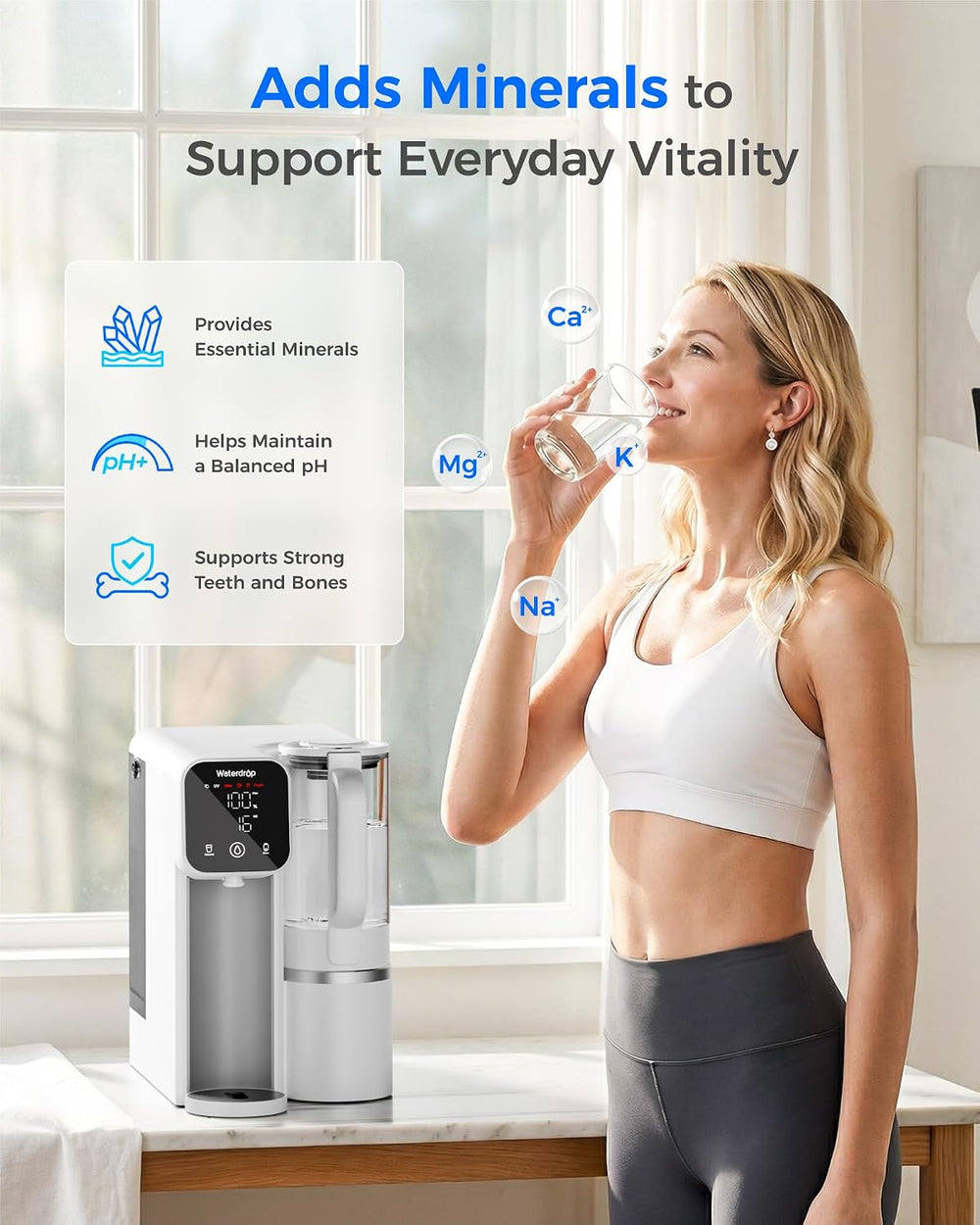 Waterdrop M6SL Mineral Reverse Osmosis Water Filter Countertop, Room-Temp