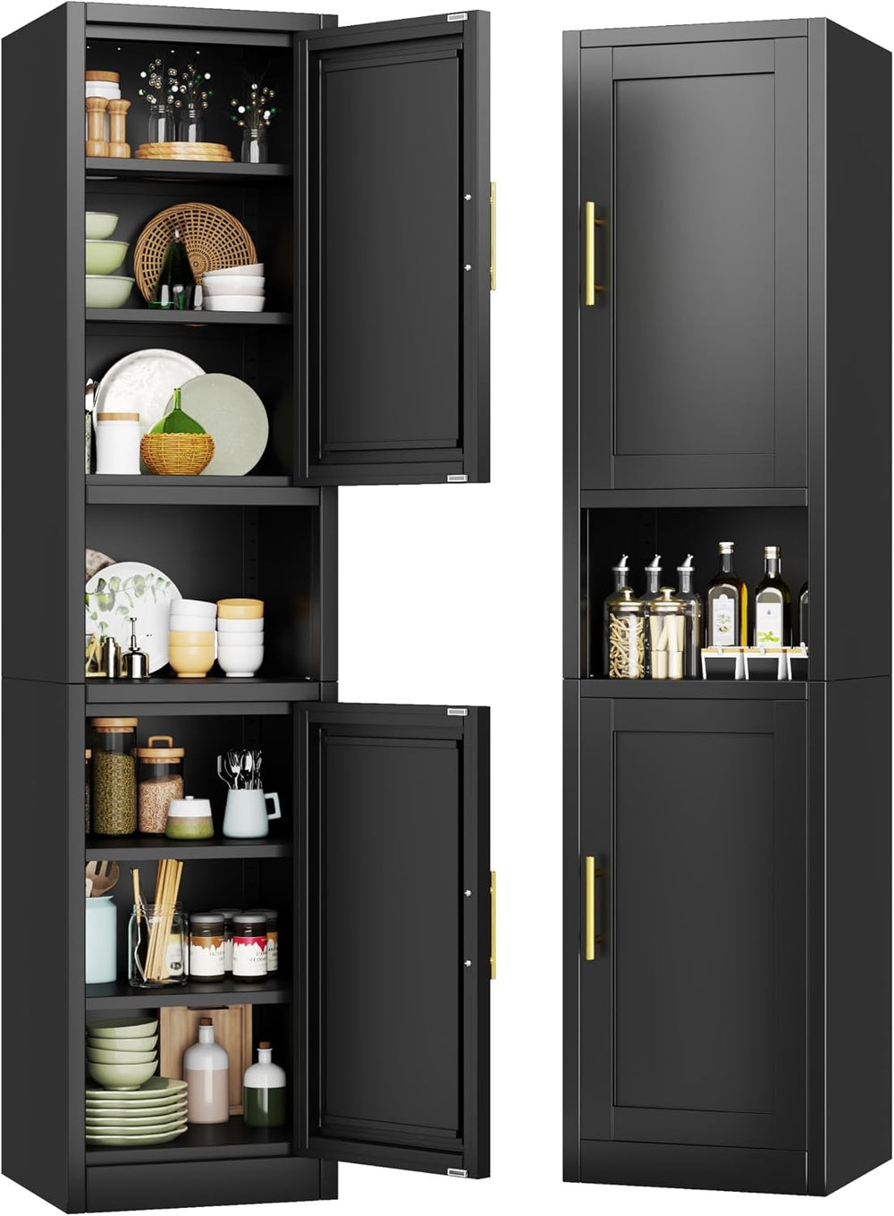 Tokawa 67” Tall Slim Storage Cabinet, 12 Inch Deep x 16 Inch Wide Metal Pantr...