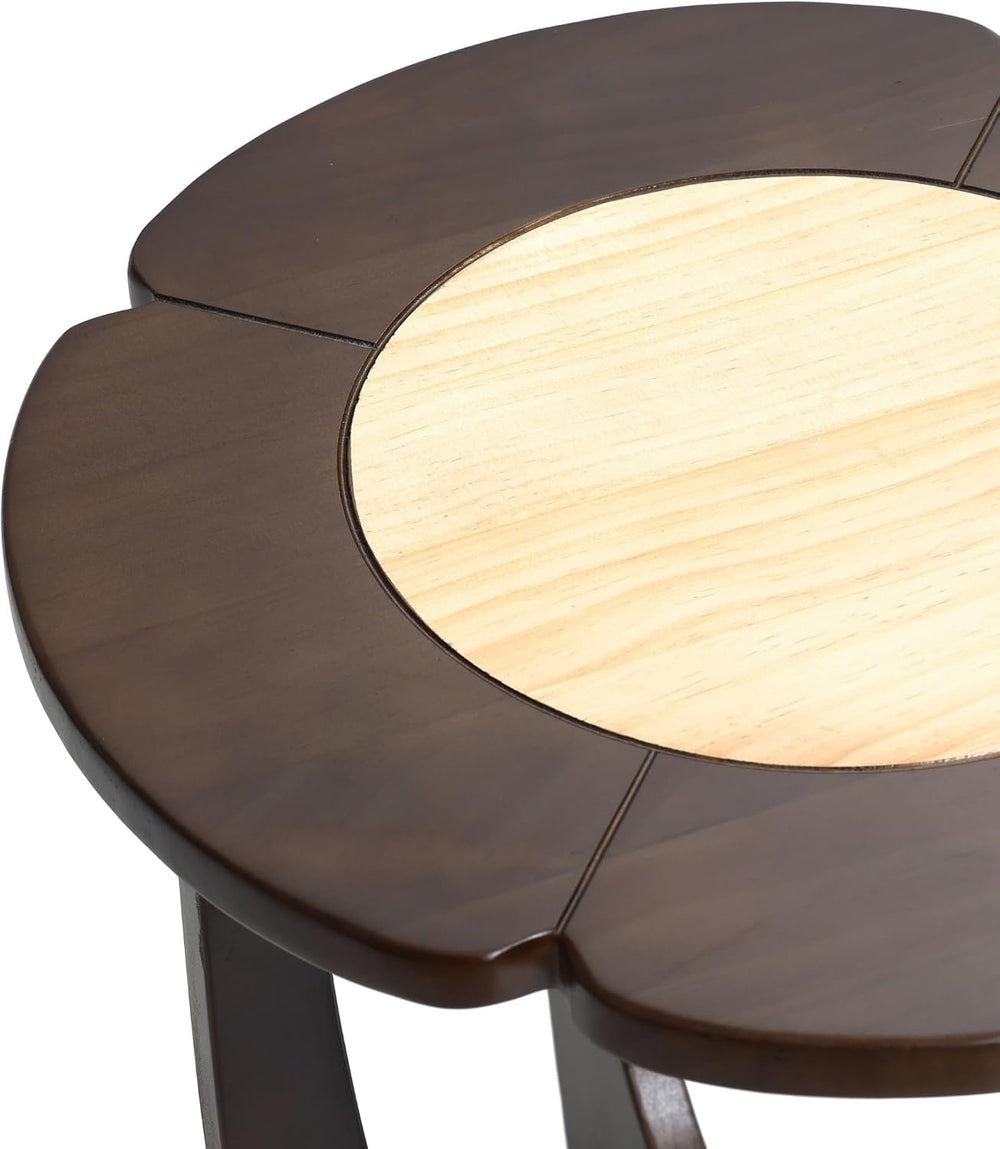 LuxenHome 18" Round Side Table, Mid-Century Modern Wood End Table with C...