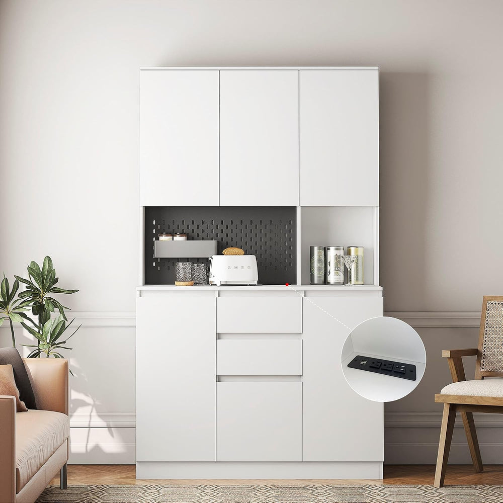 ZeHuoGe 74" Kitchen Pantry Cabinet with Charging Station,Freestanding St...