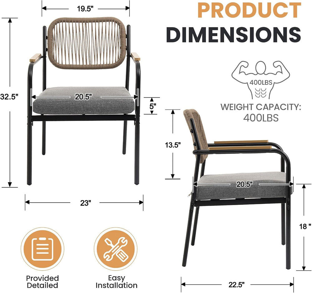 Stackable Patio Dining Chairs Set of 6, Modern Stacking Outdoor Dining Chairs...