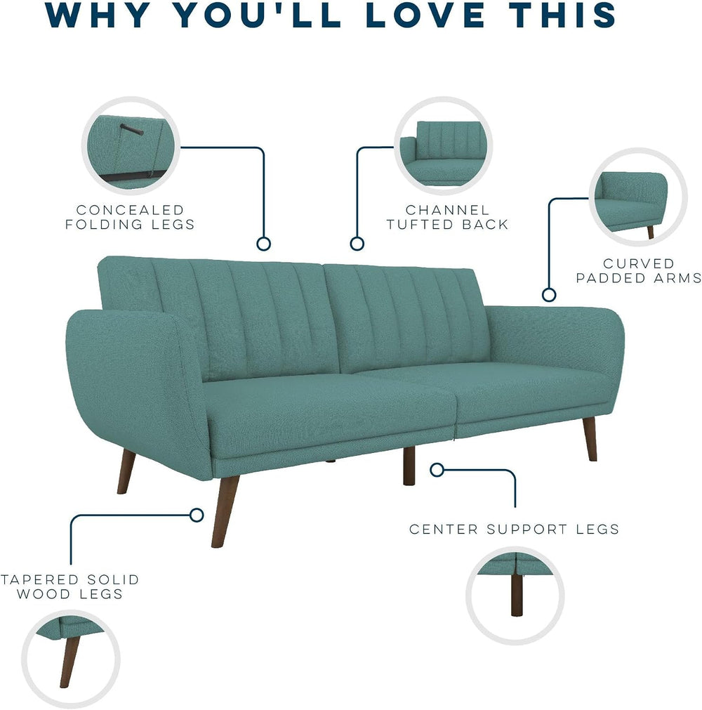 Novogratz Brittany 82 Inch Futon Sofa Bed in Faux Leather, Upholstered Couch ...