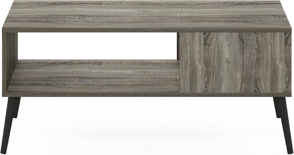 Furinno Claude Mid Century Style Coffee Table with Wood Legs, French Oak Grey...