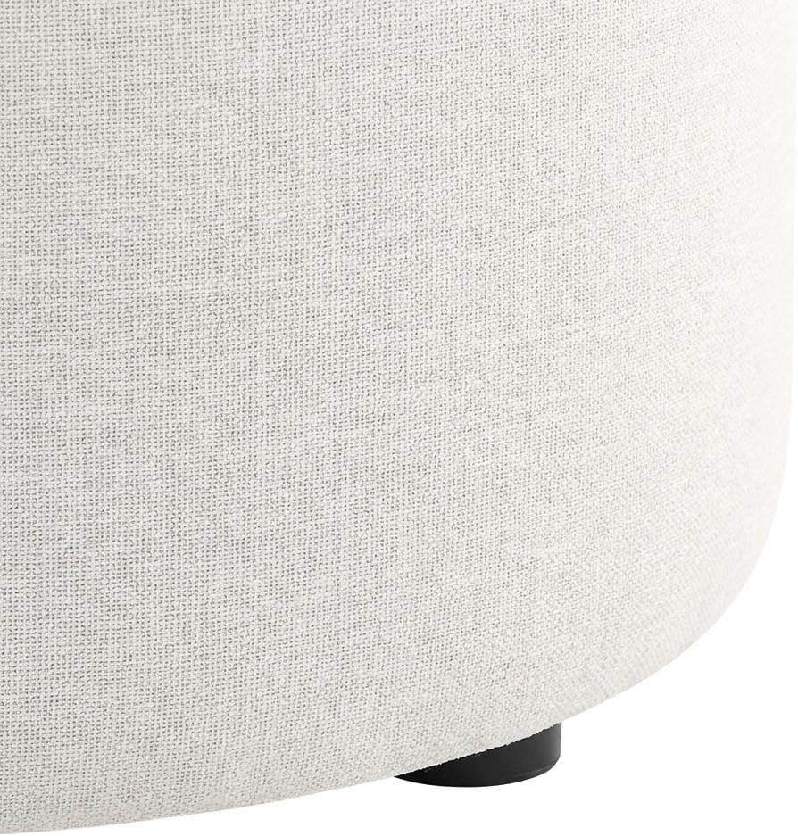 White Woven Heathered Fabric Ottoman, 23-Inch Round, Comfortable Outdoor Loun...