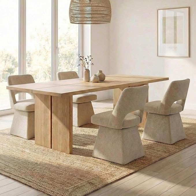 VKNOW Upholstered Swivel Dining Chairs, Modern Dining Room Chairs with Open B...