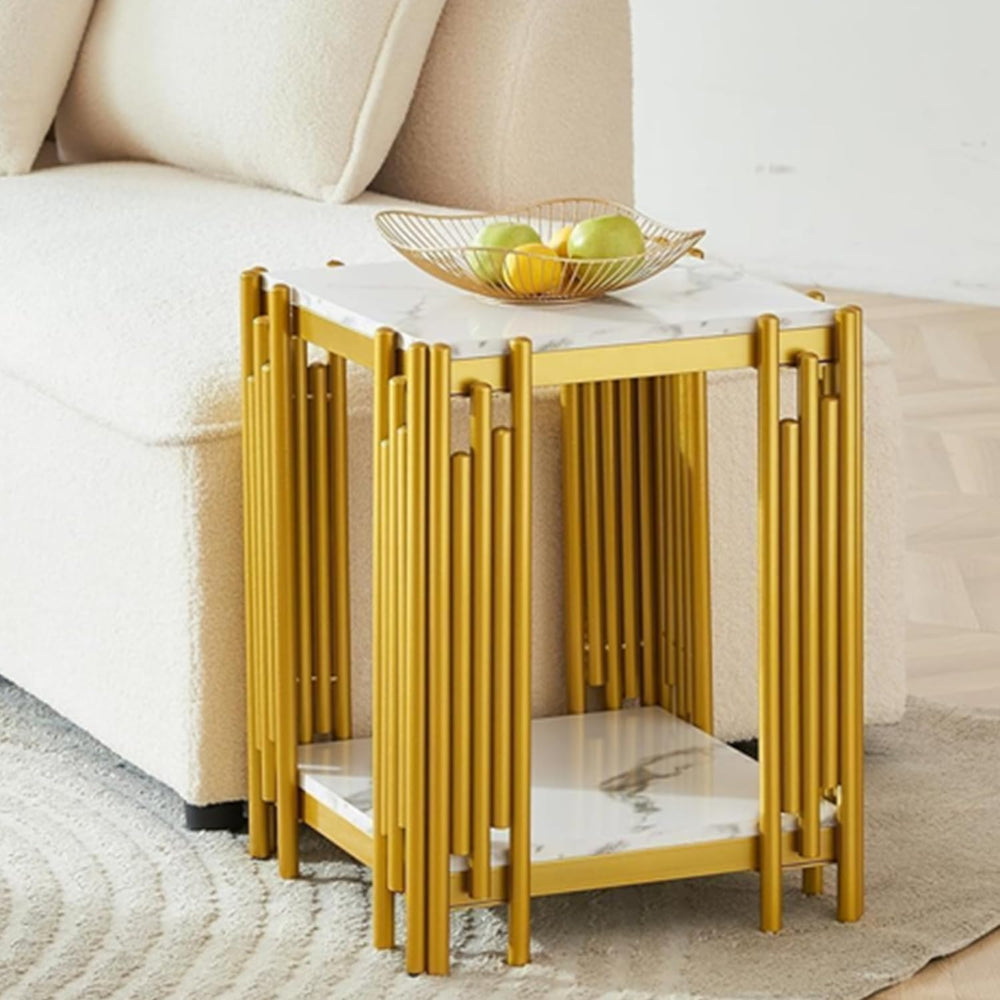 3 Piece Living Room Table Set, Faux Marble Coffee Table, Console Table and En...