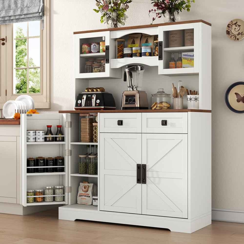 Gyfimoie 60" Tall Farmhouse Kitchen Pantry Storage Cabinet,Kitchen Hutch...