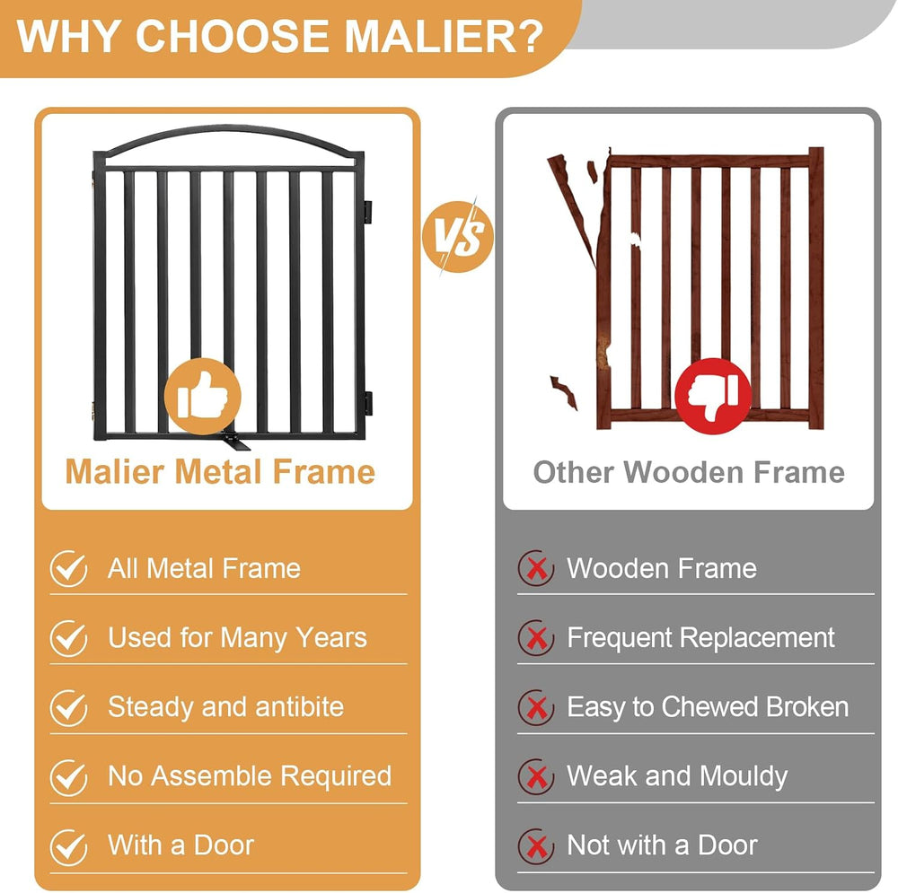 Malier Metal Freestanding Dog Gates, Outdoor Indoor Dog Fences, Extra Wide Fo...