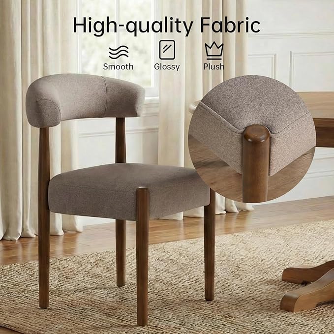 VKNOW Wooden Dining Chairs Set of 2, Modern Upholstered Dining Room Chairs wi...