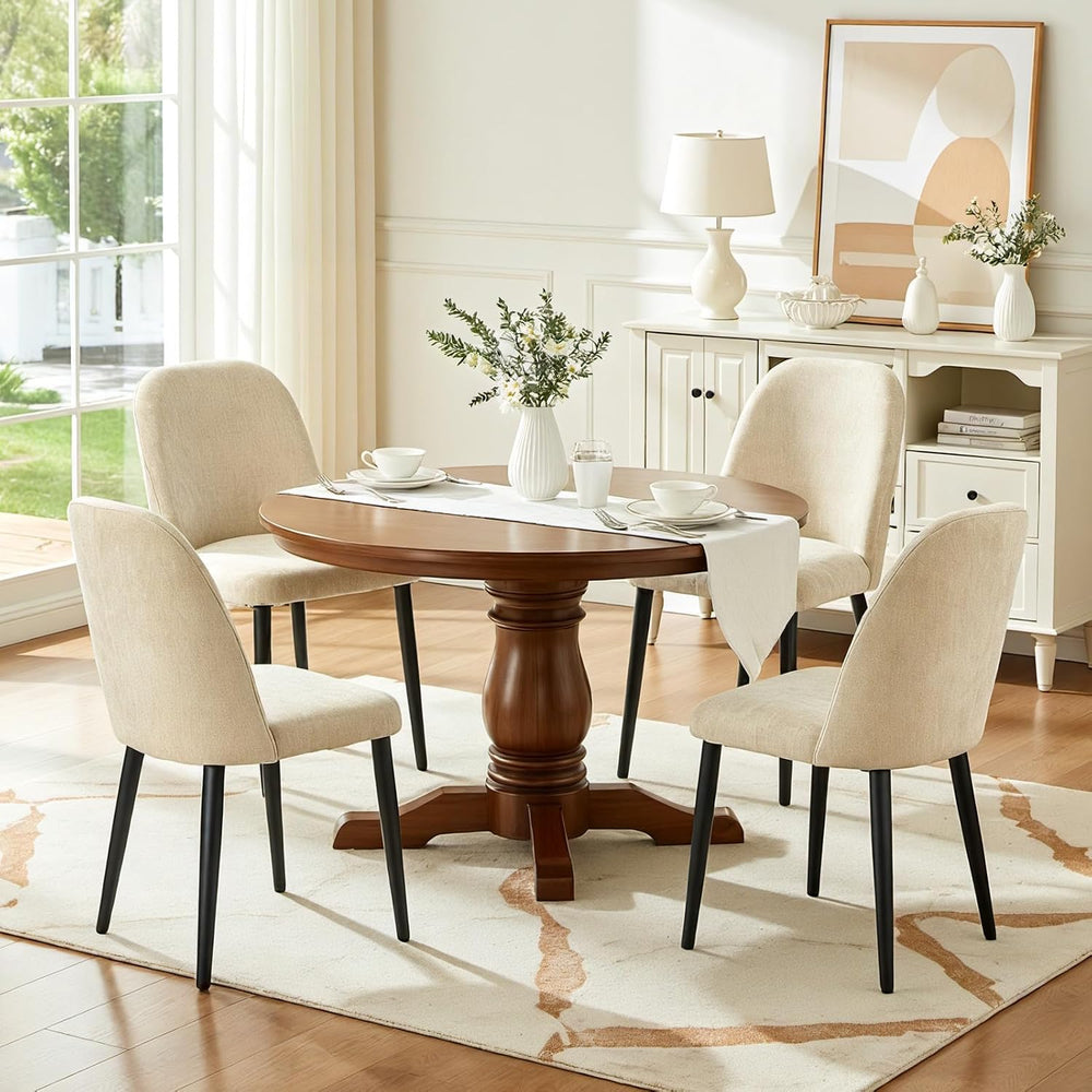 Upholstered Dining Chairs Set of 4, Chenille Mid Century Modern Fabric Dining...