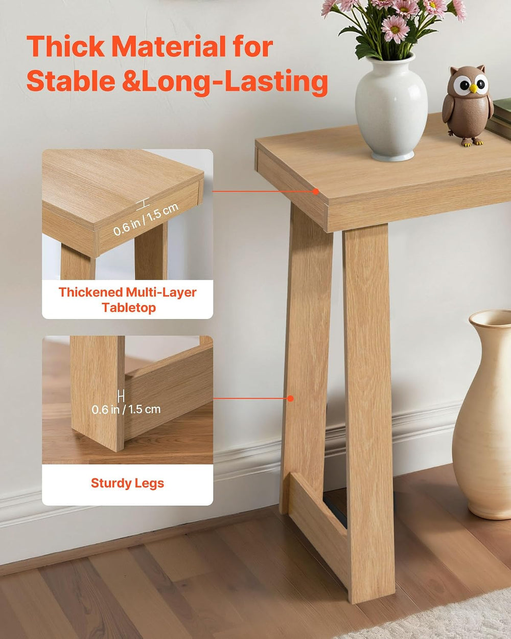 VEVOR 36 in Console Table, Modern Desk Behind The Couch, Wooden Rectangle Ent...