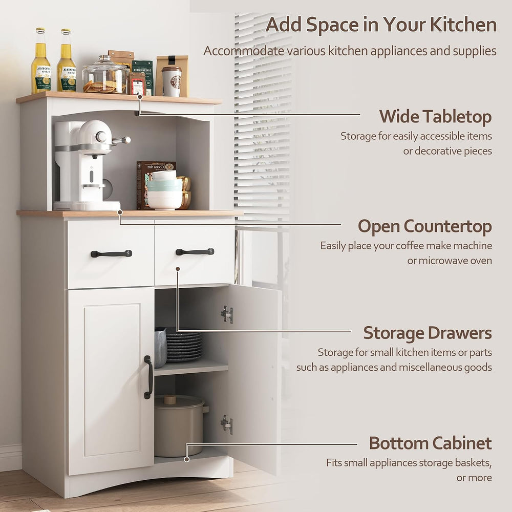 Microwave Cabinet with Storage and Drawers, Kitchen Microwave Stand with Stor...