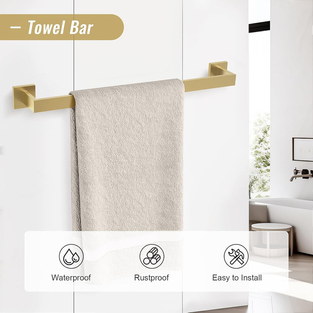 YACVCL Brushed Gold Bathroom Hardware Accessorie Set 23.6 Inch Towel Bar Set ...