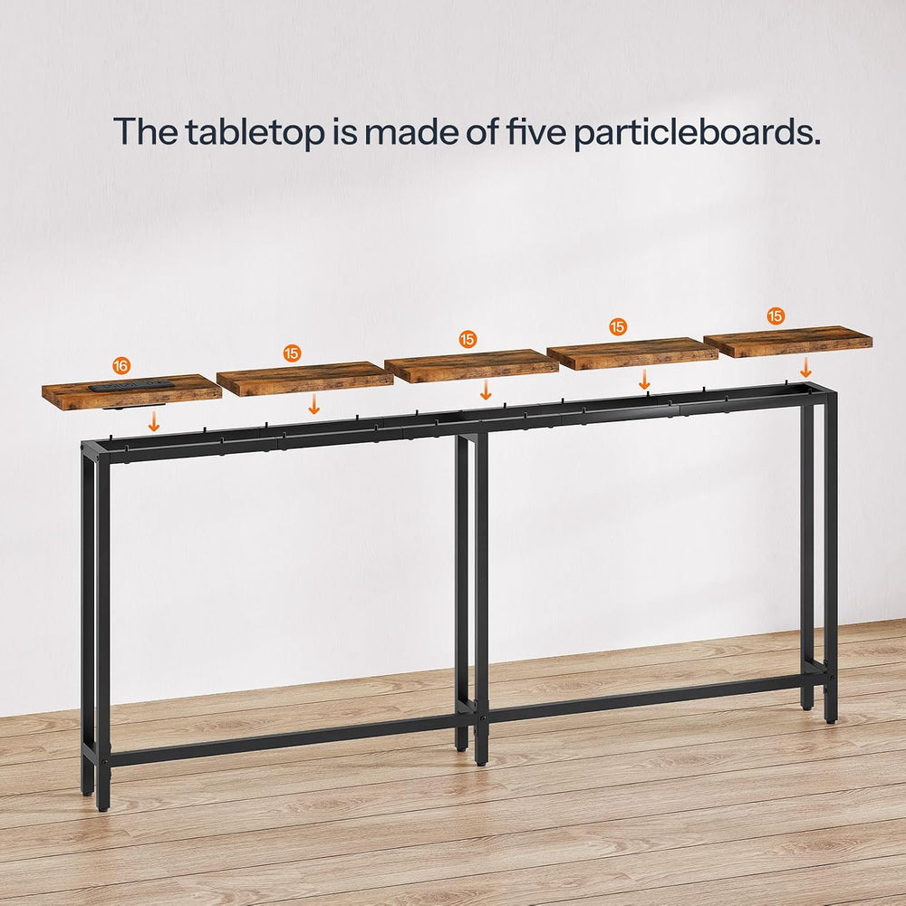 HOOBRO 63" Narrow Console Table with Charging Station, 5.9" Slim So...