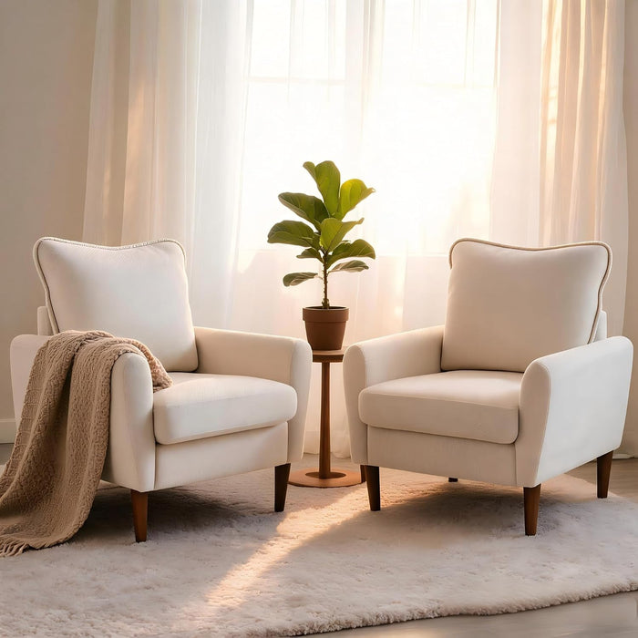 OLIXIS Comfy Accent Chairs Set of 2 for Living Room Bedroom, Sand