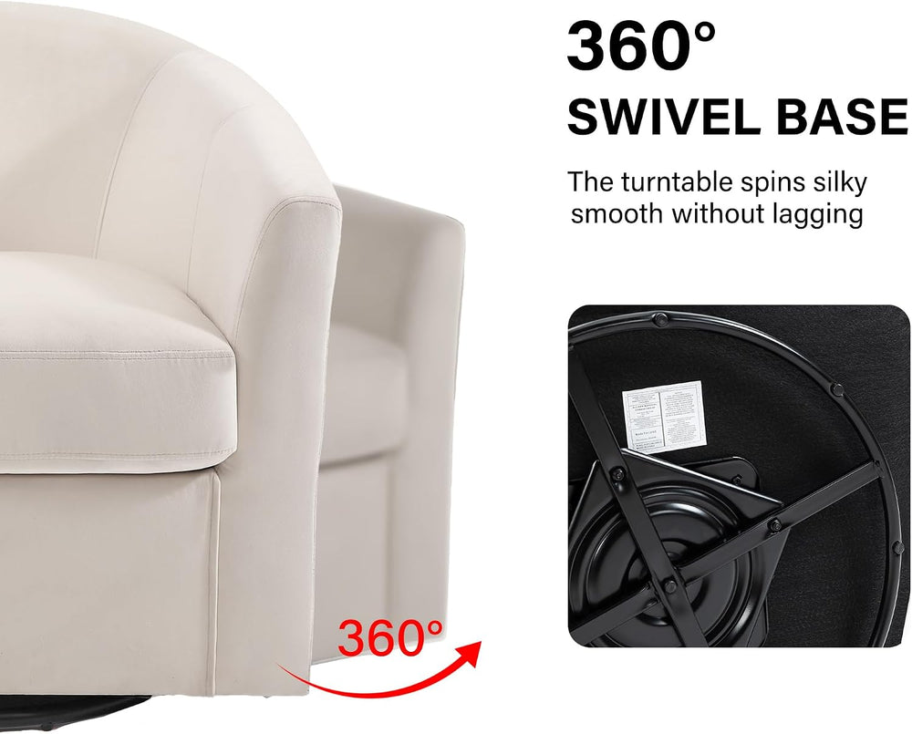 Swivel Accent Chair, Upholstered Velvet Barrel Armchair, Modern Round Single ...