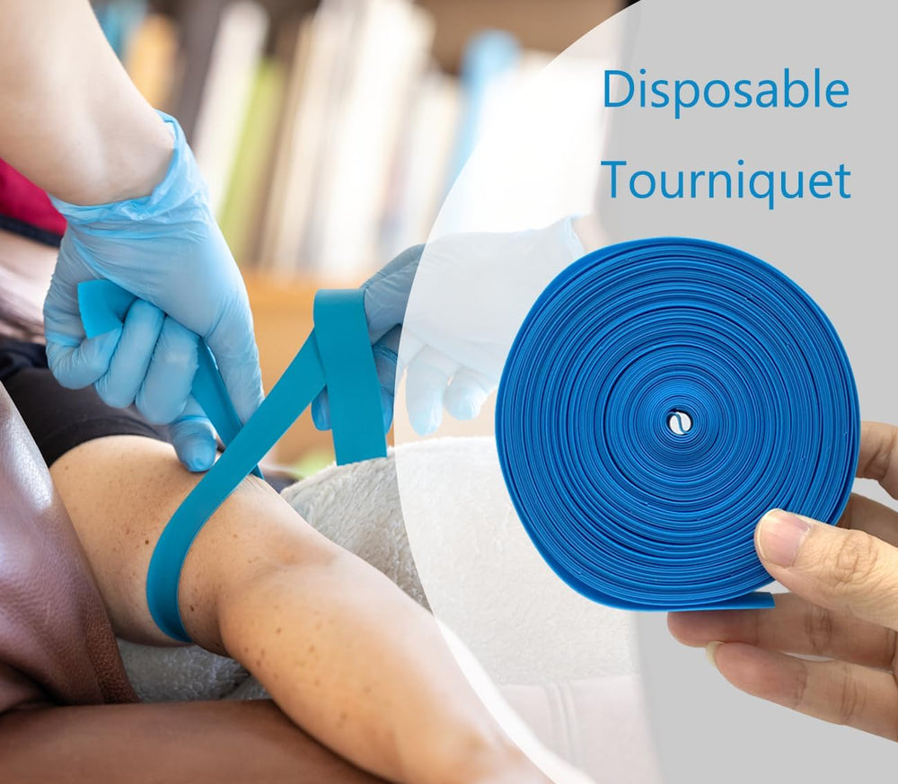 Med Tourniquet Disposable, Latex Free, TPE, 18 Inch Long, 4 Rolls of 100 pcs,...