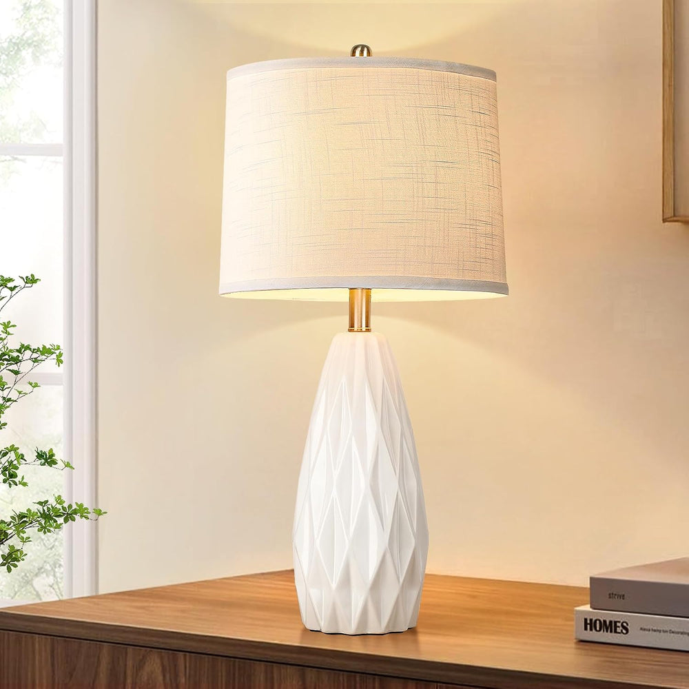 25'' Table Lamp White Table Lamps Modern Ceramic Lamps for Night Stan...