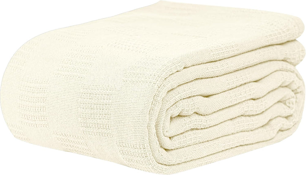 Linteum Textile Hospital Thermal SNAGLESS Spread Blanket, 100% Cotton (74x100...