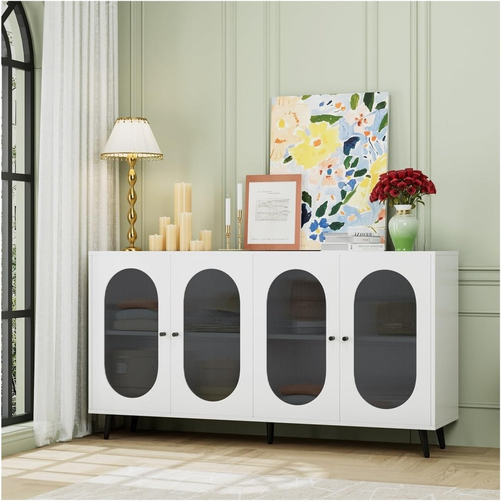 Modern Accent Sideboard Cabinet with Acrylic Doors, Freestanding Storage Cupb...