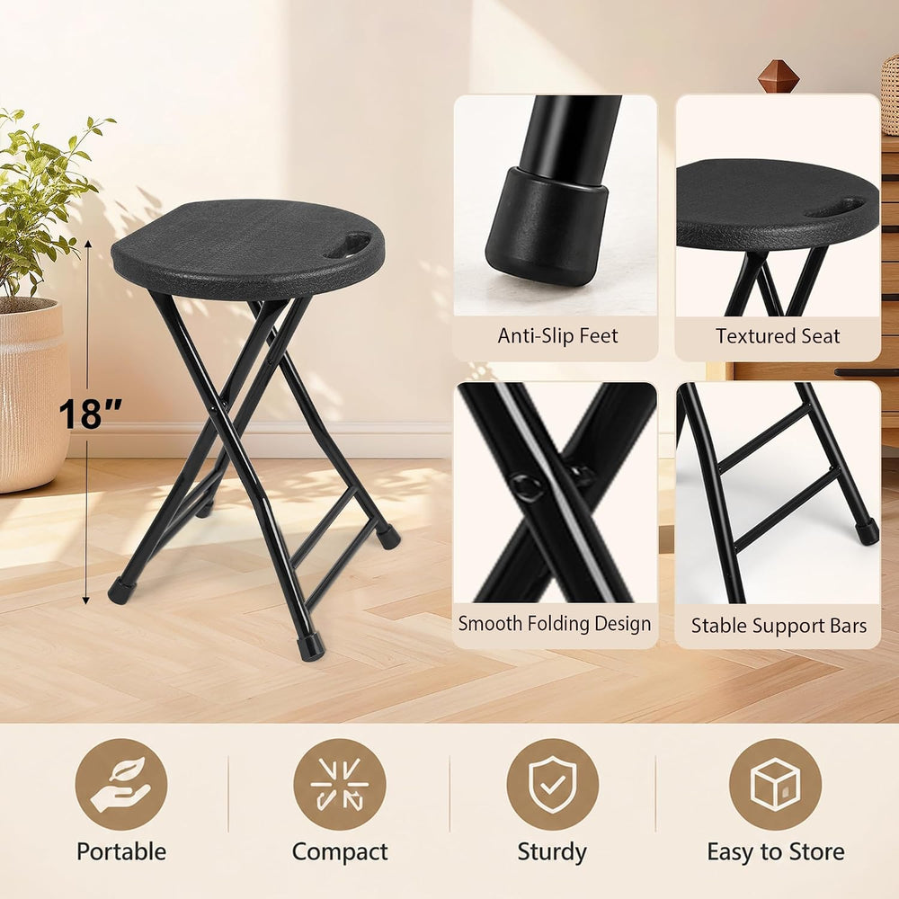 Folding Stool with Handle, Folding Chair,Folding Bar Stool with Non-Slip Feet...