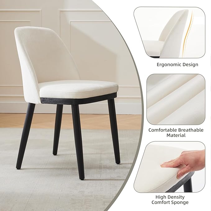 Dining Chair Set of 2, Modern Upholstered Kitchen Chair, Dining Room Chair wi...