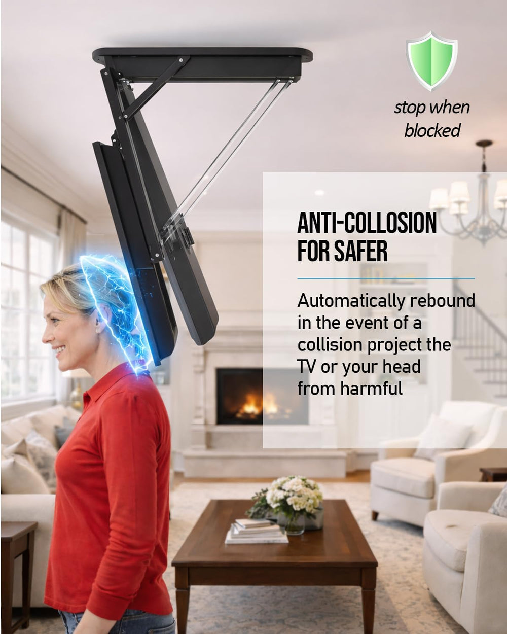 Electric Ceiling TV Mount with Remote - Motorized Ceiling TV Mount for Flat a...