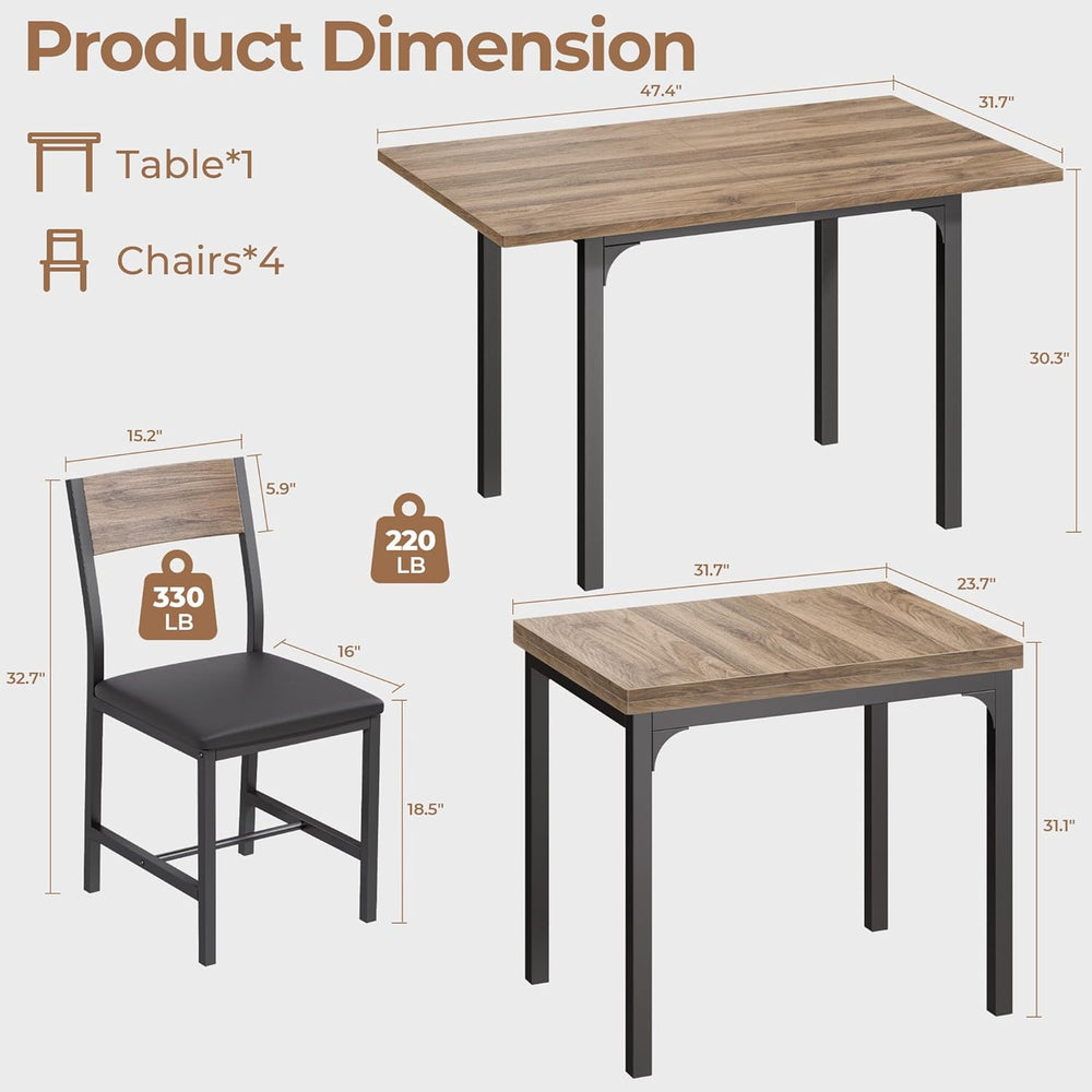 IRONCK Dining Table Set for 4, Extendable Kitchen Table Chairs Set of 4 | Din...